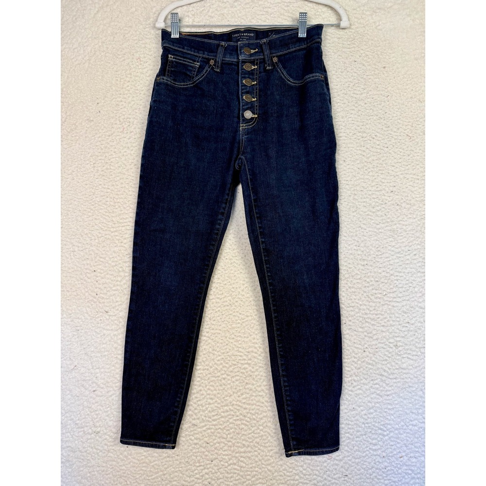 Lucky Brand Jeans Womens 6 Blue High Rise Skinny Bridgette Button Fly Dark Denim